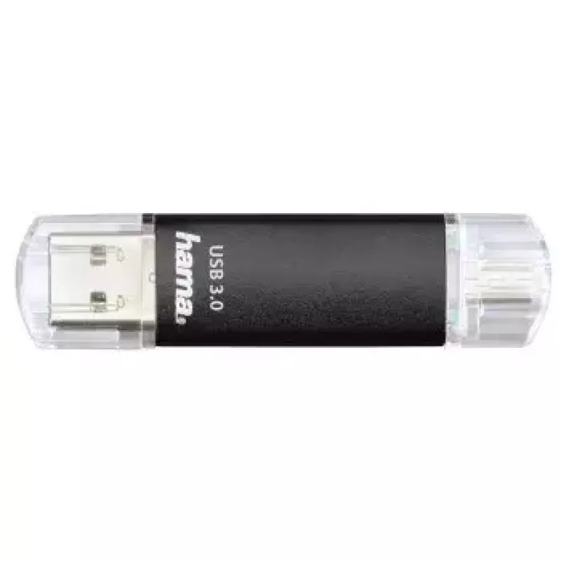 Hama Laeta Twin USB Flash Drive, USB 3.0, 128 GB, 40 MB/s, czarny