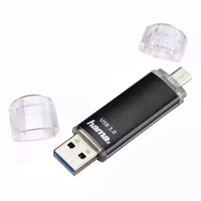 Hama Laeta Twin USB Flash Drive, USB 3.0, 128 GB, 40 MB/s, czarny