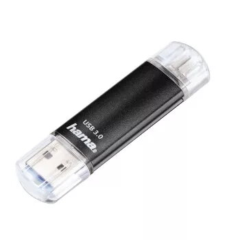 Hama Laeta Twin USB Flash Drive, USB 3.0, 128 GB, 40 MB/s, czarny