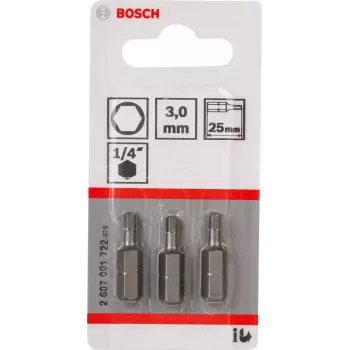Końcówka wkrętakowa Bosch 2607001722, ekstra twarda, Hex 3 mm, 25 mm, 3 szt.
