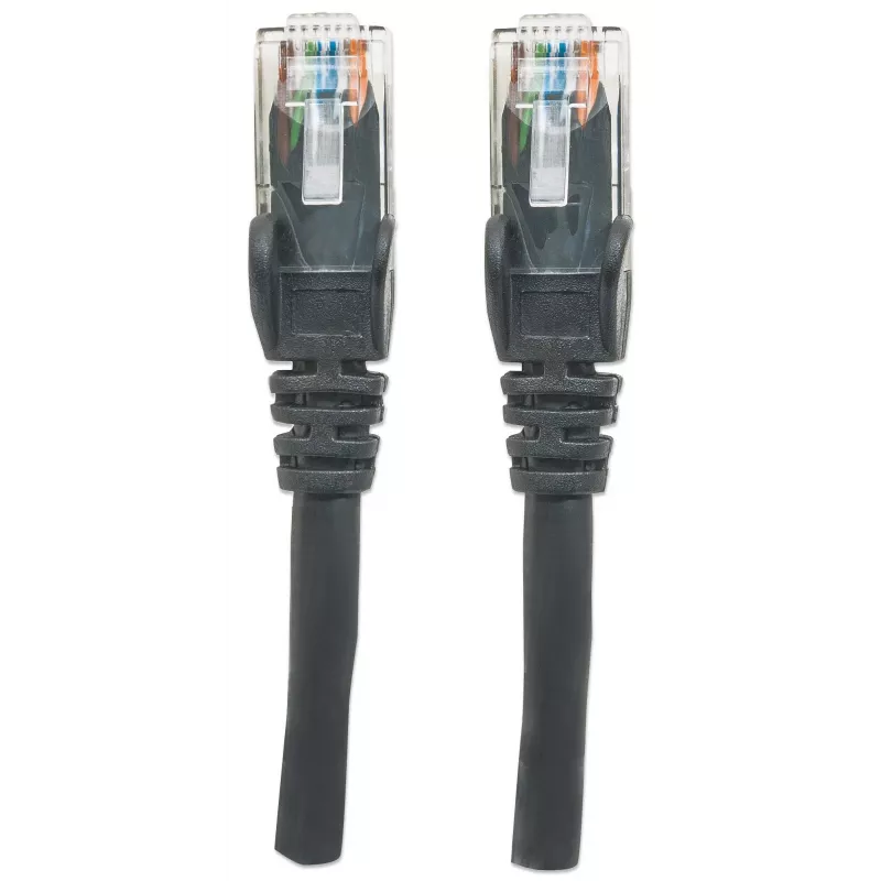 Intellinet kabel krosowy sieciowy, Cat6, 20m, czarny, CCA, U/UTP, PVC, RJ45, pozłacane styki, bez zaczepów, osłona, dożywotnia gwarancja