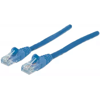 Intellinet kabel krosowy sieciowy, Cat6, 20 m, niebieski, CCA, U/UTP, PVC, RJ45, pozłacane styki, bezzaczepowa osłona, z osłoną, dożywotnia gwarancja