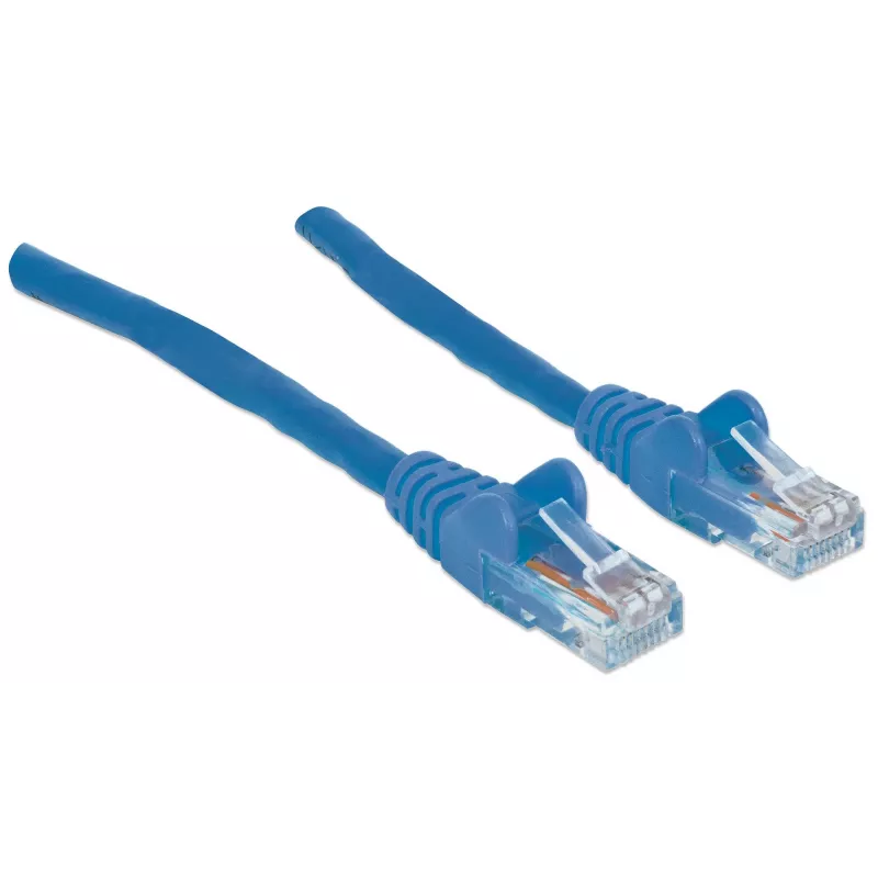 Intellinet kabel krosowy sieciowy, Cat6, 20 m, niebieski, CCA, U/UTP, PVC, RJ45, pozłacane styki, bezzaczepowa osłona, z osłoną, dożywotnia gwarancja