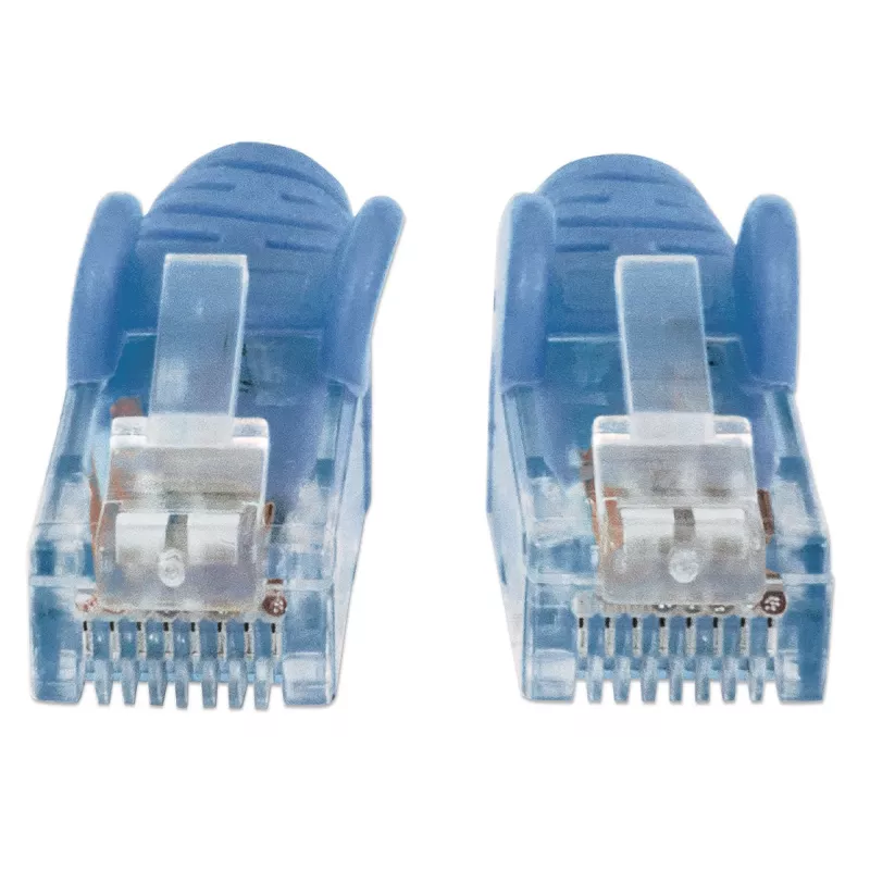 Intellinet kabel krosowy sieciowy, Cat6, 20 m, niebieski, CCA, U/UTP, PVC, RJ45, pozłacane styki, bezzaczepowa osłona, z osłoną, dożywotnia gwarancja