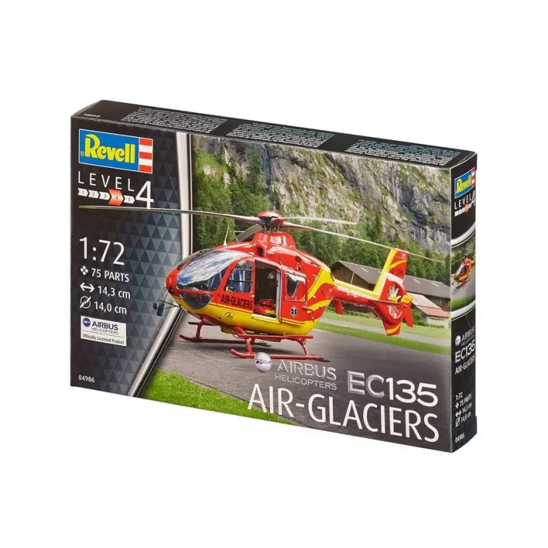 Model śmigłowca REVELL EC135 Air-Glaciers, zestaw do montażu, skala 1:72, długość 143 mm, średnica wirnika 140 mm