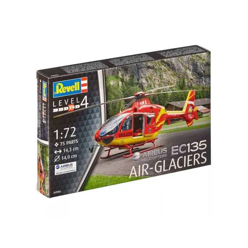 Model śmigłowca REVELL EC135 Air-Glaciers, zestaw do montażu, skala 1:72, długość 143 mm, średnica wirnika 140 mm