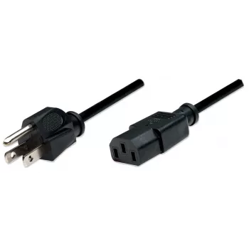 Manhattan Przewód/Kabel zasilający, US wtyczka 2-pinowa (NEMA 5-15) do C13 Żeńska (przewód czajnikowy), 1,8 m, Czarny, Woreczek foliowy