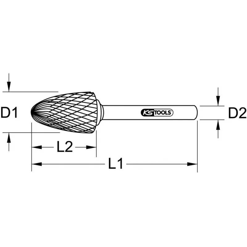 Frez trzpieniowy KS Tools 515.3261 Metal Owalny 3mm do żeliwa i tworzyw sztucznych