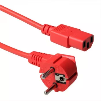 ACT Powercord wtyczka sieciowa CEE 7/7 męska (kątowa) - C13 czerwony 1.2 m