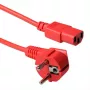 ACT Powercord wtyczka sieciowa CEE 7/7 męska (kątowa) - C13 czerwony 1.2 m