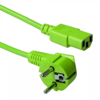 ACT Powercord przewód zasilający wtyk męski CEE 7/7 (kątowy) - C13 zielony 0,6 m