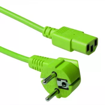 ACT Powercord kabel zasilający CEE 7/7 wtyk męski (kątowy) - C13 zielony 1,8 m
