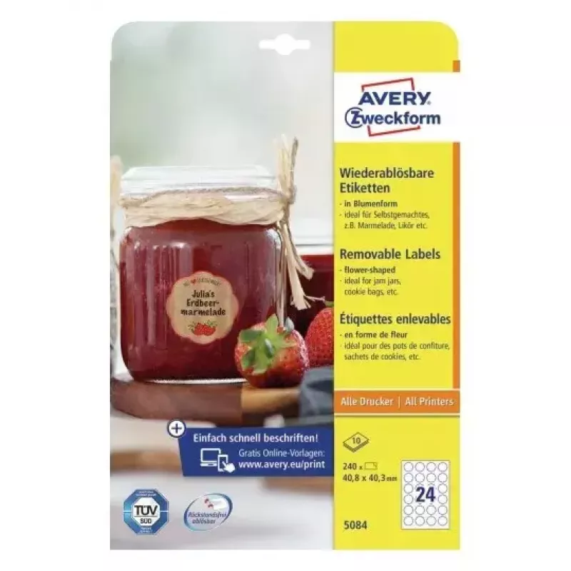 Samoprzylepna etykieta do drukarek Avery 5084