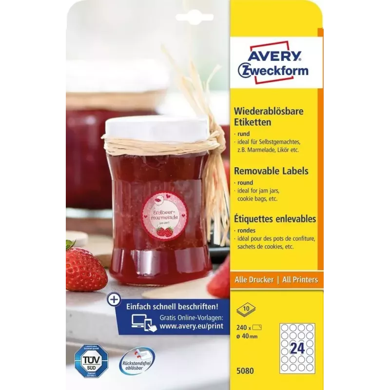 Samoprzylepna etykieta okrągła Avery 5080