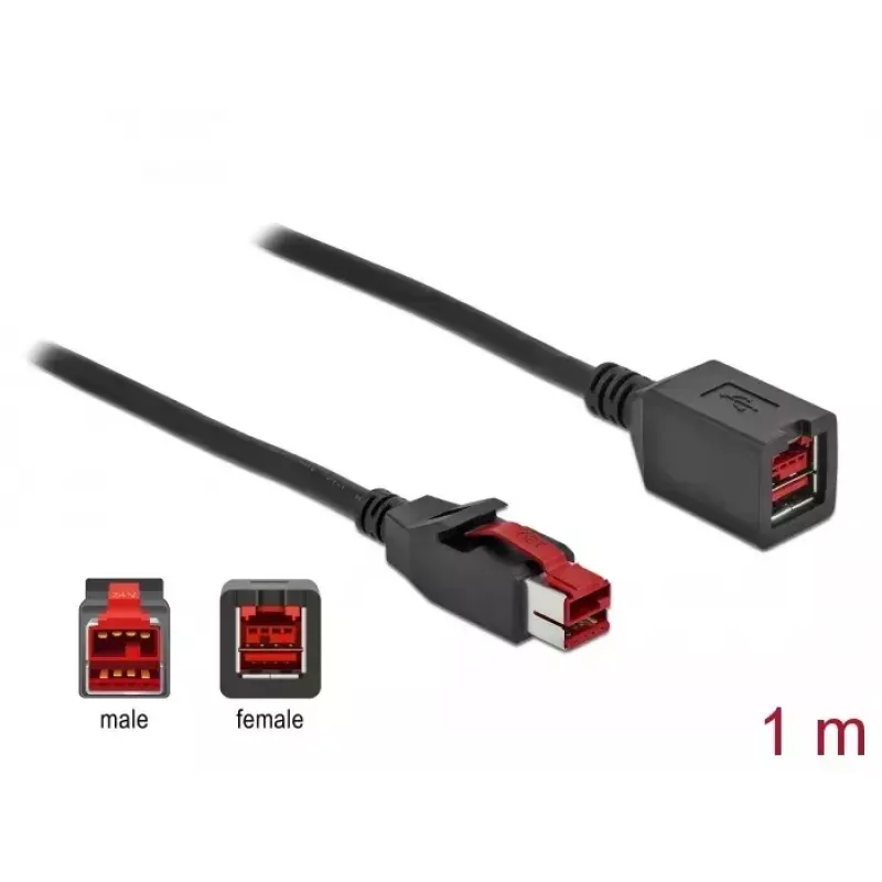 Przedłużacz USB Powered DeLOCK 85985 24 V 1 m Czarny