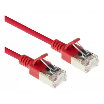 ACT Czerwony 2 metry LSZH U/FTP CAT6A slimline patch kabel do centrów danych bez zaczepów ze złączami RJ45