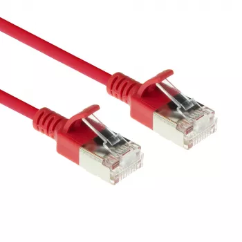 ACT Czerwony 1,5 metra LSZH U/FTP CAT6A smukły kabel krosowy do centrów danych z bezzaczepowymi wtykami RJ45
