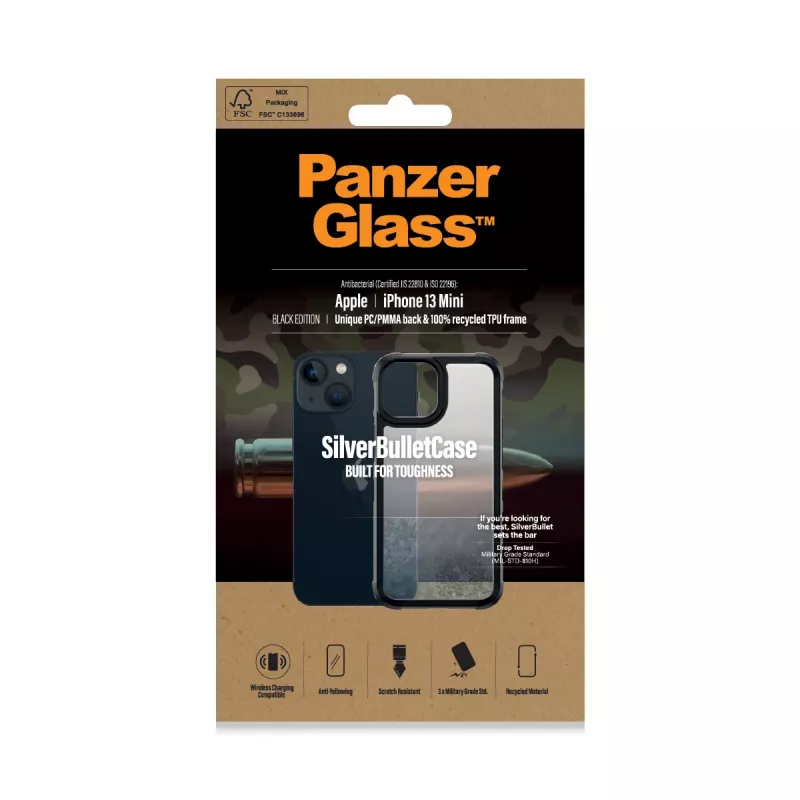 Pokrowiec PanzerGlass SilverBullet ClearCase iPhone 13 Mini Czarny