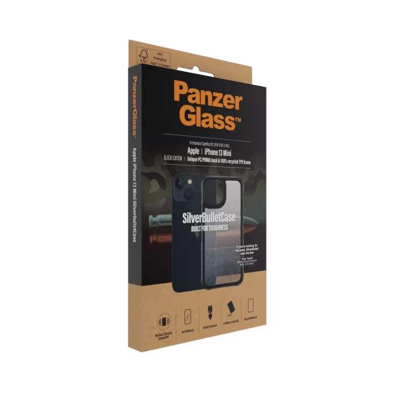 Pokrowiec PanzerGlass SilverBullet ClearCase iPhone 13 Mini Czarny