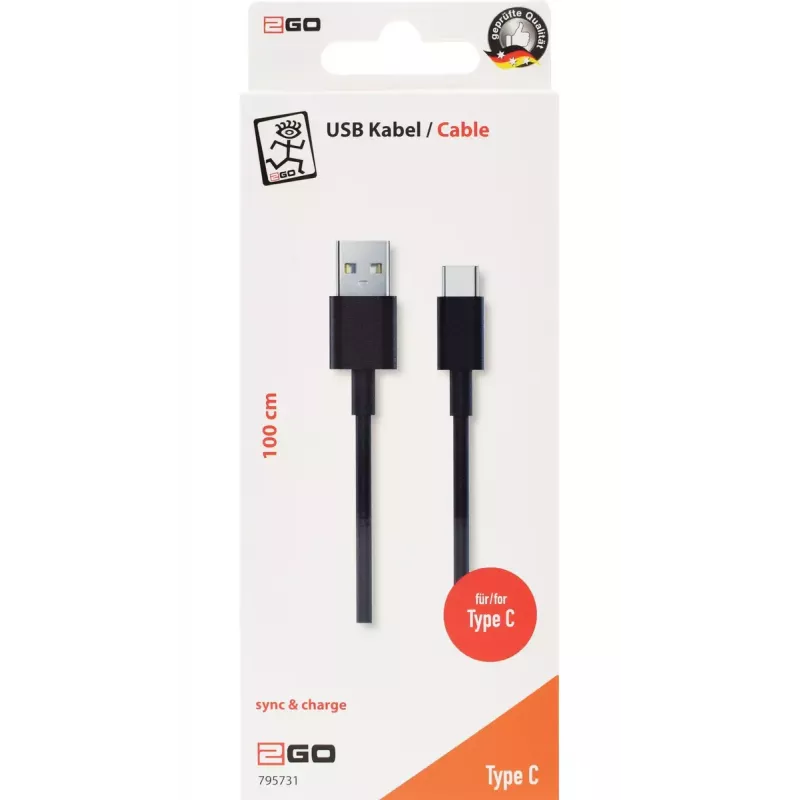 Kabel USB 2GO 795731 1 m USB B USB C USB 3.2 Gen 1 Czarny