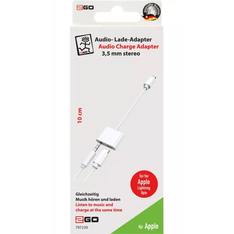 Kabel Lightning 2GO 797239 0.1 m biały Lightning – Lightning + 3,5 mm
