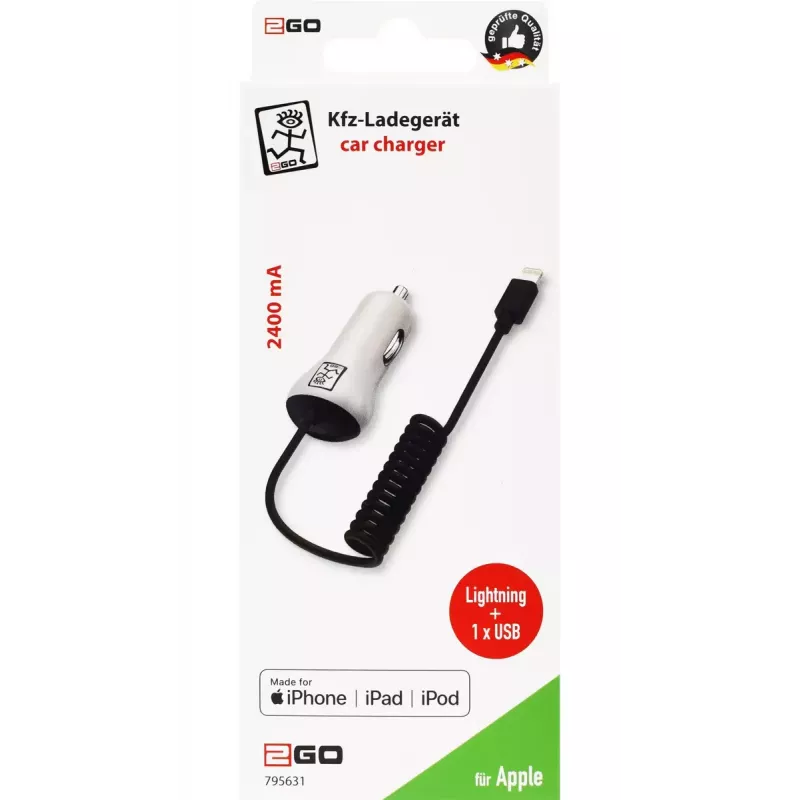 Ładowarka do urządzeń mobilnych 2GO 795631 Auto Gniazdo zapalniczki 12/24V 5V Biała