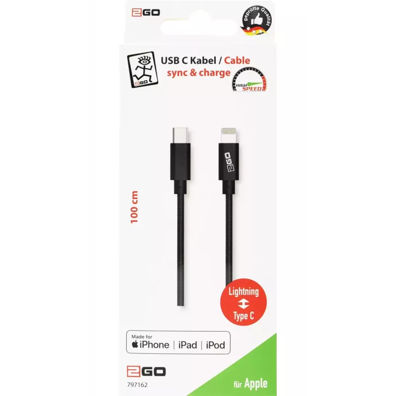 Kabel Lightning 2GO 797162 1 m Czarny USB C