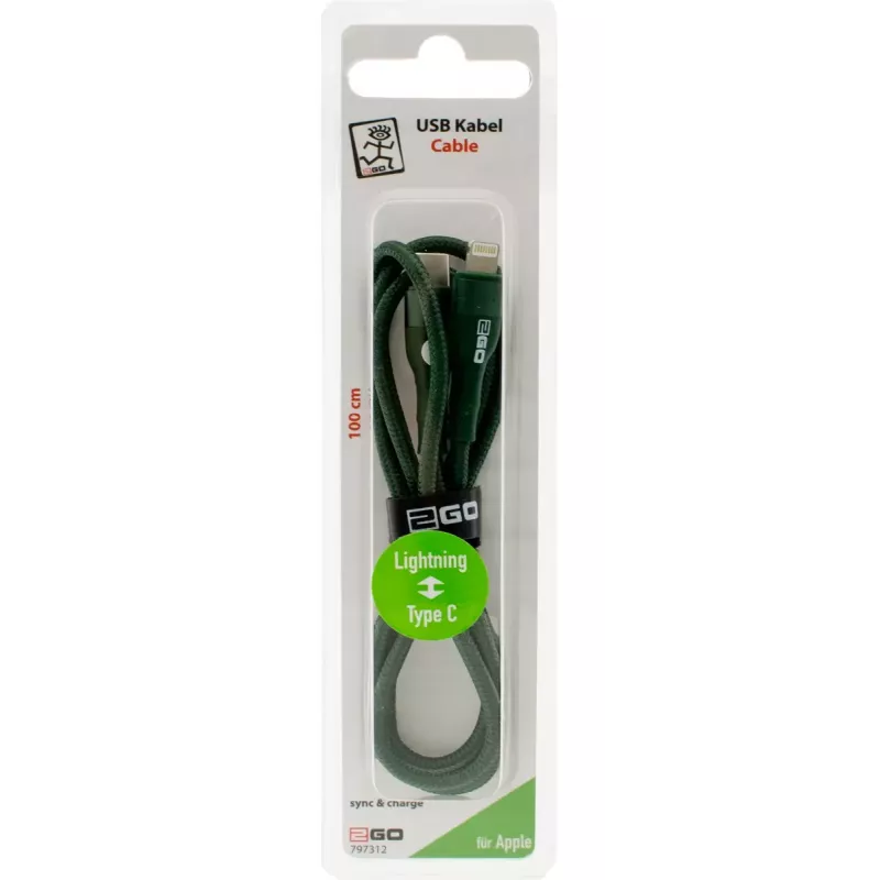 Kabel Lightning 2GO 797312 1m zielony USB C