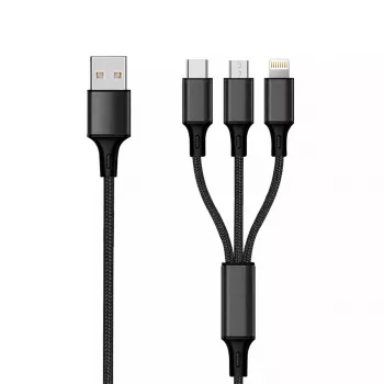 Kabel USB 2GO 797153 1,5 m USB B USB C/Micro-USB B/Lightning Czarny