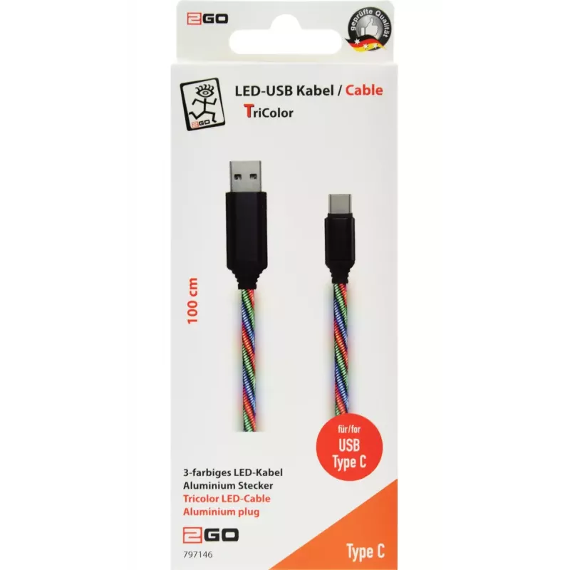Kabel USB 2GO 797146 1m USB B USB C Wielokolorowy