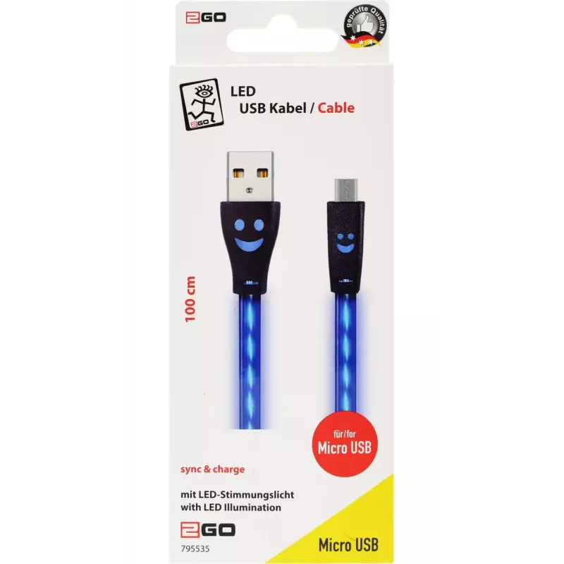 Kabel USB 2GO 795535 1 m USB B Micro-USB B Niebieski