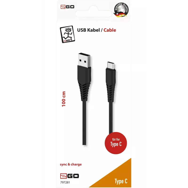 Kabel USB 2GO 797281 1m USB B USB C Czarny