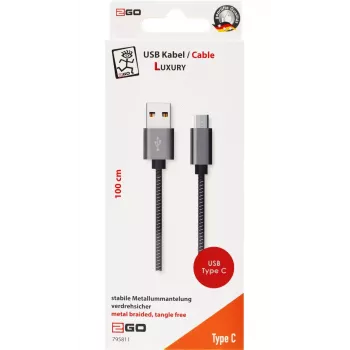 Kabel USB 2GO 795812 USB 3.2 Gen 1 1m USB B USB C Szary