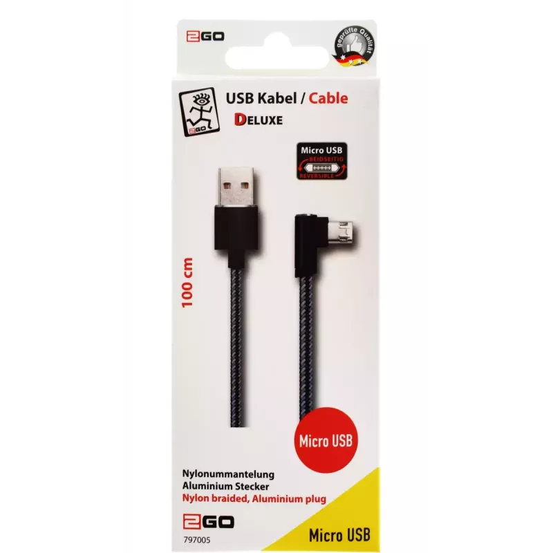 Kabel USB 2GO 797005 1 m USB B Micro-USB B Czarny