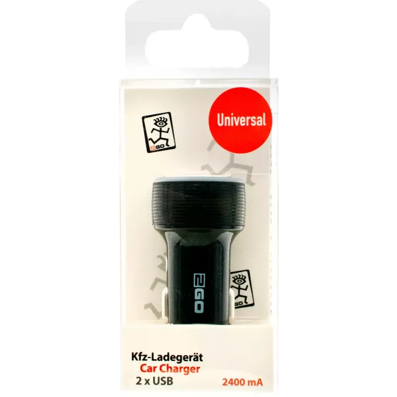 Ładowarka do urządzeń mobilnych 2GO 795784 Uniwersalna Czarna Gniazdo zapalniczki samochodowej 12/24V 2 porty USB