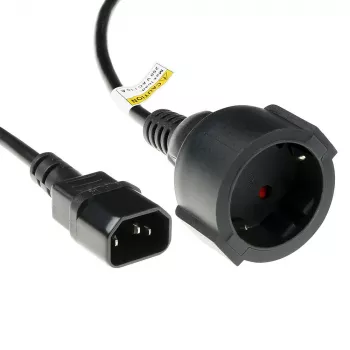 ACT Powercord C14 - Typ F żeński (maks. prąd 10A) czarny 0,6 m