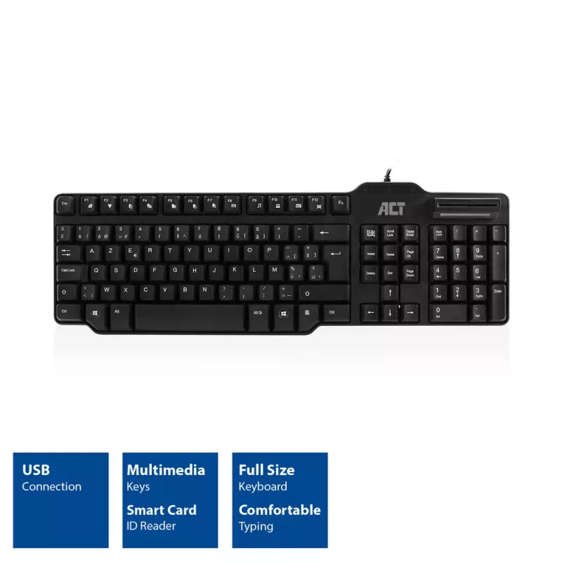 ACT Wired klawiatura with smart card reader (Azerty/BE layout)