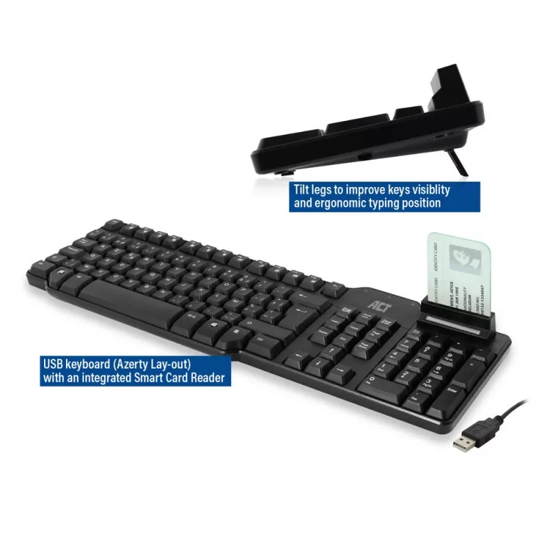 ACT Wired klawiatura with smart card reader (Azerty/BE layout)