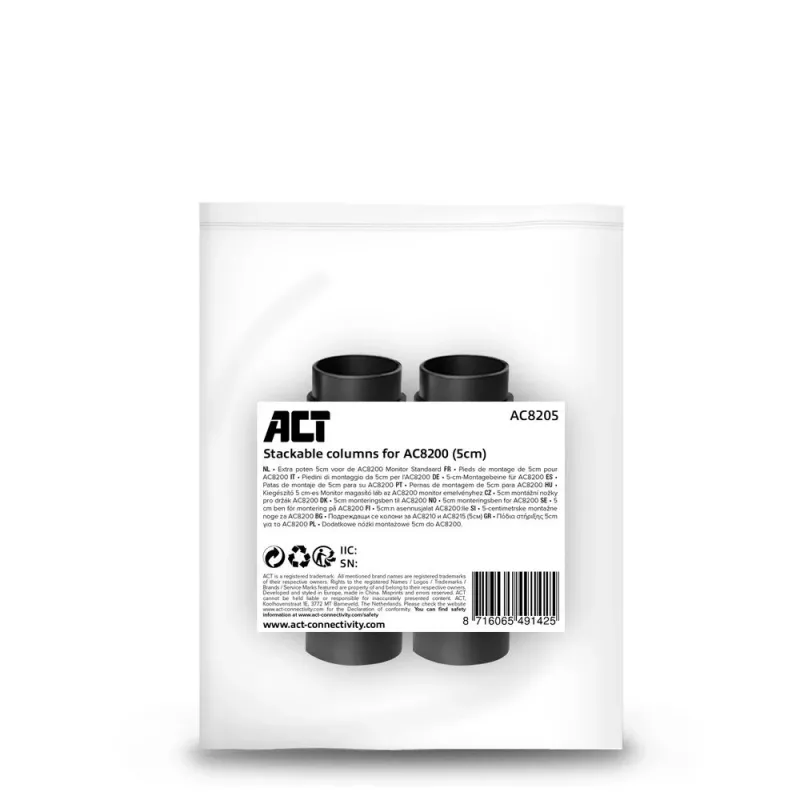 Nóżki ACT AC8200 czarne 65mm do montażu na biurku