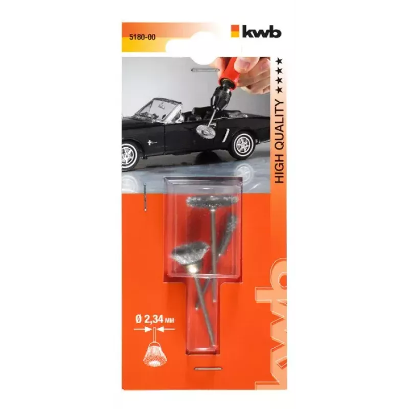 kwb 518000 zestaw szczotek drucianych (3 szt.), drut ze stali HSS, falisty