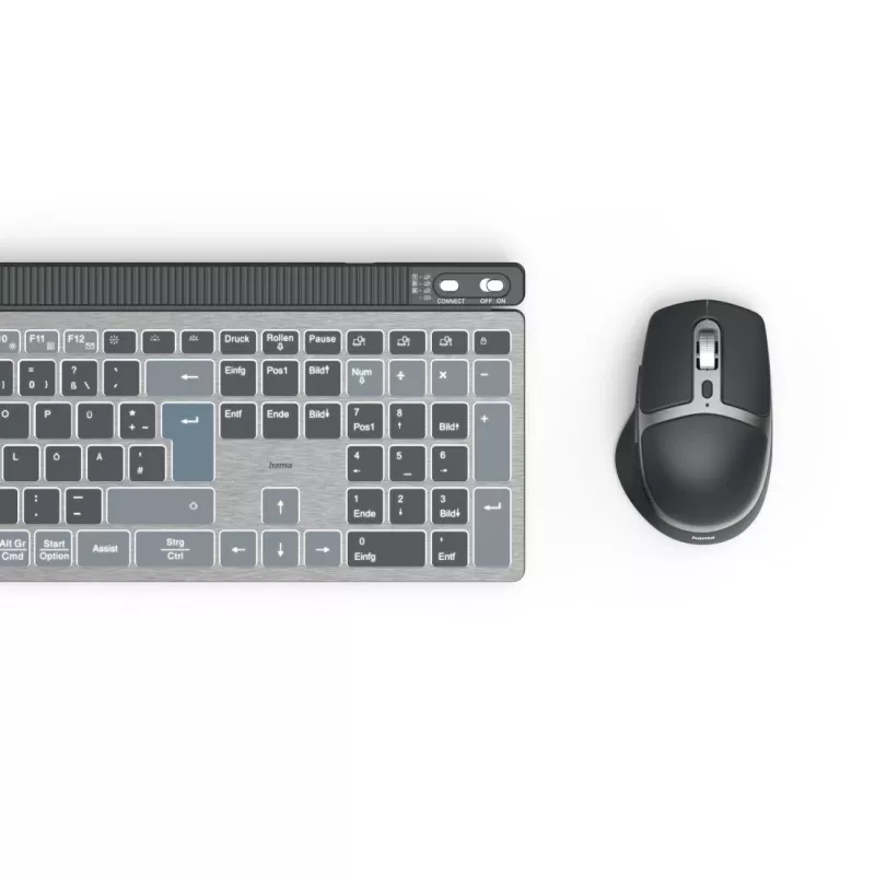 Klawiatura Hama WKM-750 z myszą bezprzewodowa Bluetooth QWERTZ Home/Office antracyt, czarny, niebieski