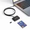 Czytnik kart inteligentnych stykowych Manhattan USB-C z gniazdem MicroSD, męskie złącze USB typu C do interfejsu czytnika stykowego i microSDXC, obsługa Windows, macOS i Linux, odczyt kart SIM z adapterem, kabel 1 m, czarny, trzyletnia gwarancja