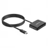 Czytnik kart inteligentnych stykowych Manhattan USB-C z gniazdem MicroSD, męskie złącze USB typu C do interfejsu czytnika stykowego i microSDXC, obsługa Windows, macOS i Linux, odczyt kart SIM z adapterem, kabel 1 m, czarny, trzyletnia gwarancja