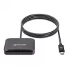 Czytnik kart inteligentnych stykowych Manhattan USB-C z gniazdem MicroSD, męskie złącze USB typu C do interfejsu czytnika stykowego i microSDXC, obsługa Windows, macOS i Linux, odczyt kart SIM z adapterem, kabel 1 m, czarny, trzyletnia gwarancja