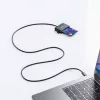Czytnik kart inteligentnych stykowych Manhattan USB-C z gniazdem MicroSD, męskie złącze USB typu C do interfejsu czytnika stykowego i microSDXC, obsługa Windows, macOS i Linux, odczyt kart SIM z adapterem, kabel 1 m, czarny, trzyletnia gwarancja