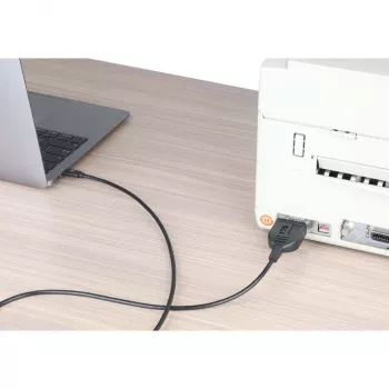 Kabel konwertera Manhattan USB-C na szeregowy, 1 m, męski na męski, szeregowy/RS232/COM/DB9, układ Prolific PL2303GT, czarny kabel, trzyletnia gwarancja