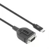 Kabel konwertera Manhattan USB-C na szeregowy, 1 m, męski na męski, szeregowy/RS232/COM/DB9, układ Prolific PL2303GT, czarny kabel, trzyletnia gwarancja