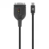 Kabel konwertera Manhattan USB-C na szeregowy, 1 m, męski na męski, szeregowy/RS232/COM/DB9, układ Prolific PL2303GT, czarny kabel, trzyletnia gwarancja