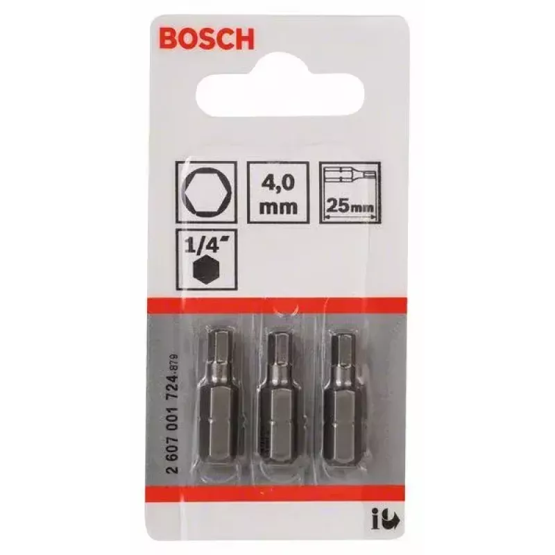 Zestaw bitów wkrętakowych Bosch 2 607 001 724 4 mm klucz zabezpieczający hex 3 szt.