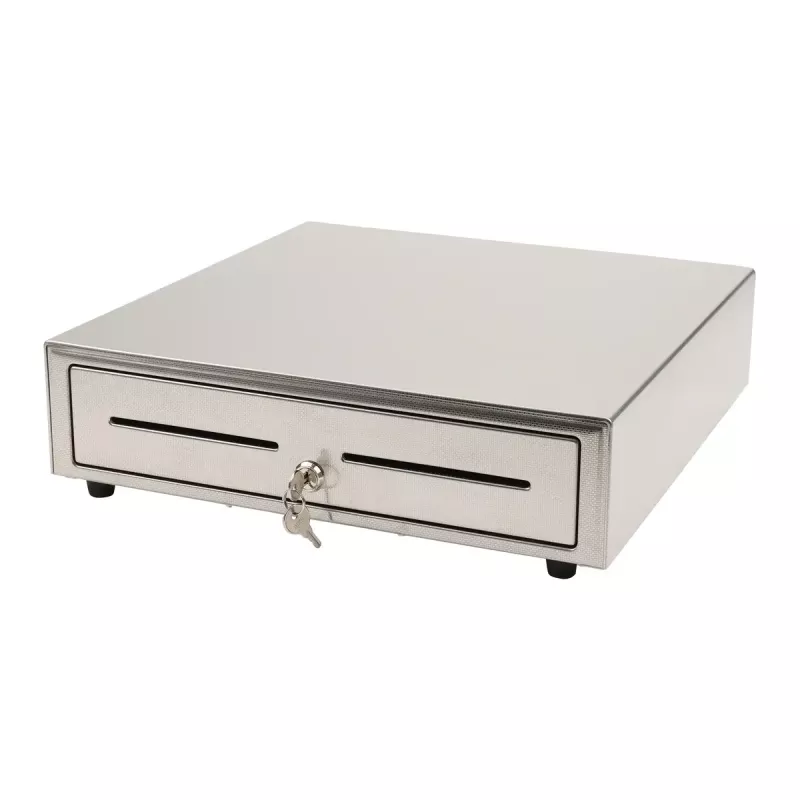 Ręczna szuflada kasowa Olympia LD 410S, obudowa ze stali nierdzewnej, 415×410×104 mm, 6,5 kg